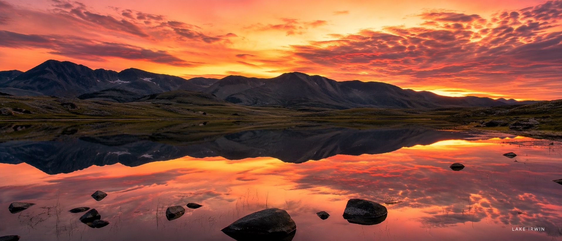 Sunset reflected in Lake Irwin near Crested Butte